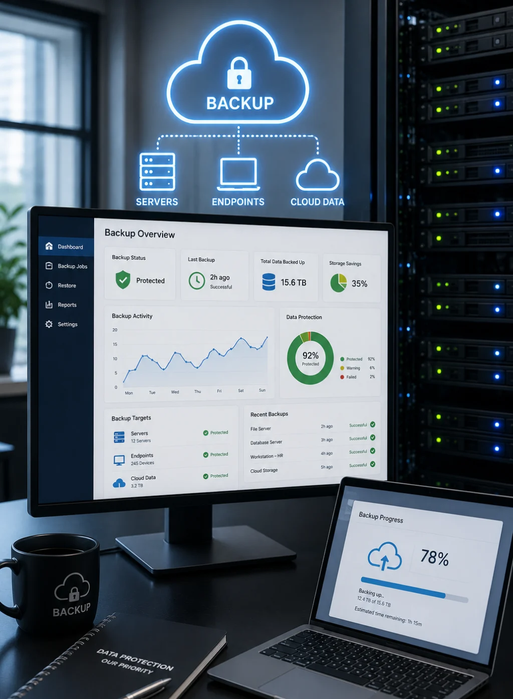Managed backup solutions for servers, endpoints and cloud data