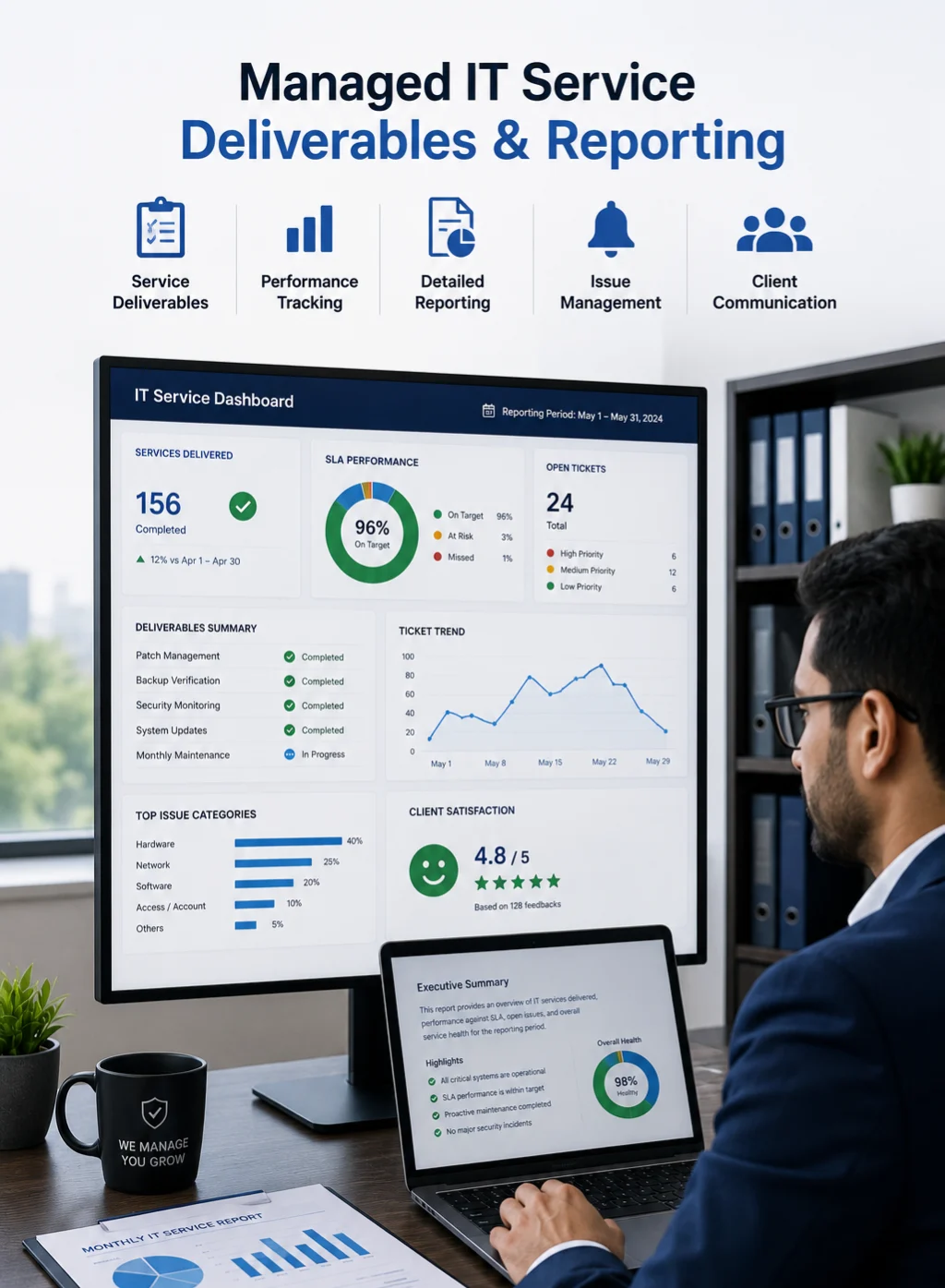 Managed IT service deliverables and reporting